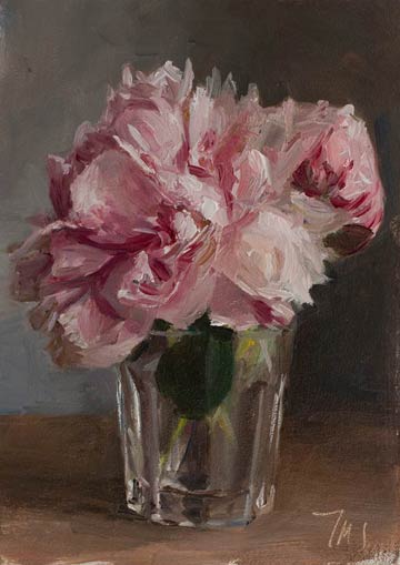 daily painting titled Peonies in a glass