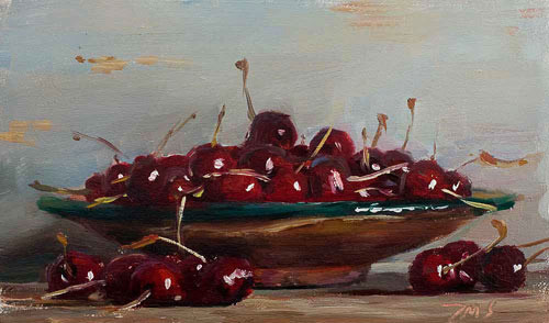 daily painting titled A bowl of cherries