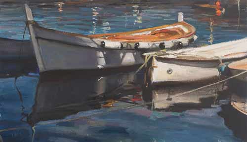 daily painting titled Moored boats at Camogli