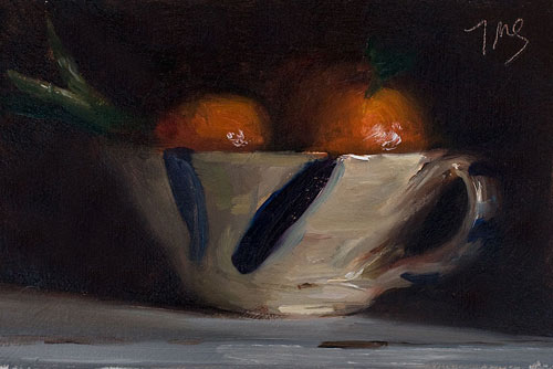 daily painting titled Clementines in a cup