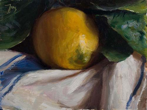 daily painting titled Lemon on a french cloth