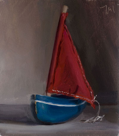 daily painting titled Wooden boat
