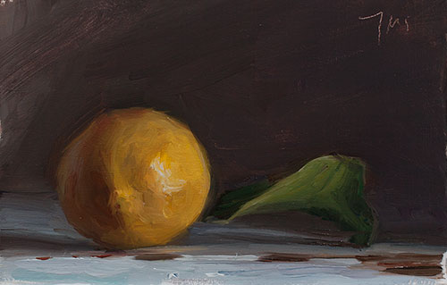 daily painting titled Lemon and leaf