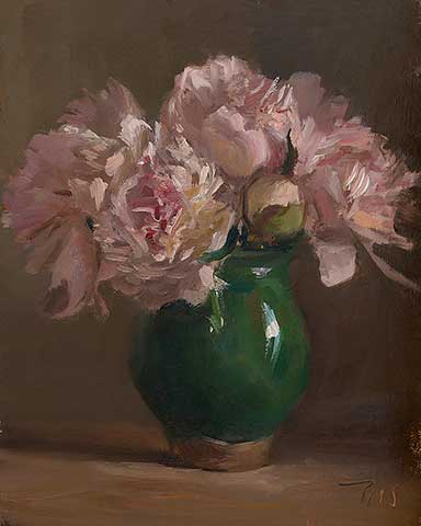 daily painting titled Peonies in a provenÃ§al vase