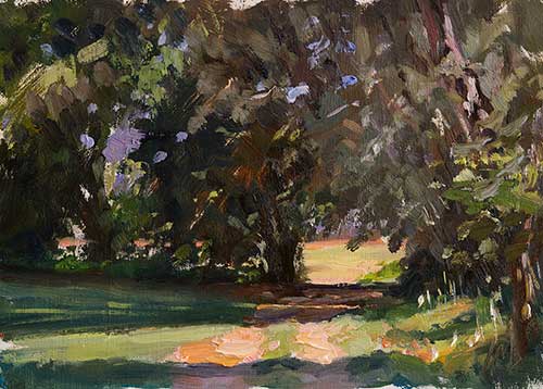 daily painting titled Chemin sous les arbres