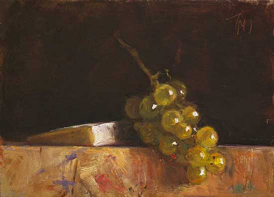 daily painting titled White grapes and cheese