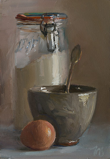 daily painting titled Flour, egg and sugar bowl