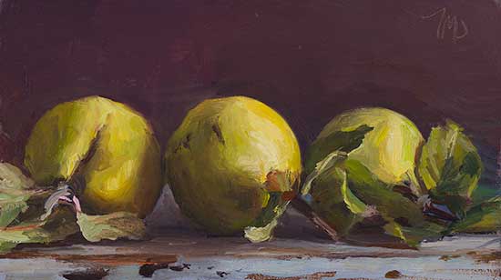 daily painting titled Three quinces