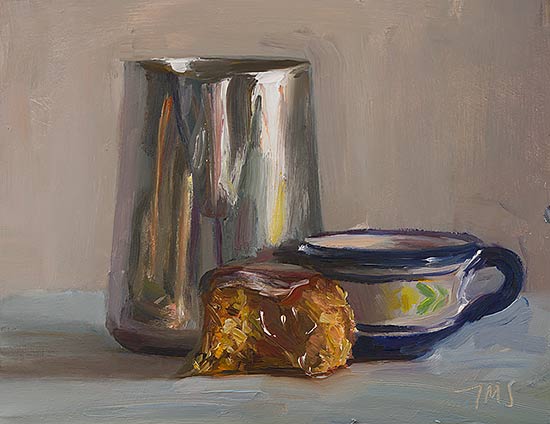 daily painting titled Milk jug, coffee cup and cake
