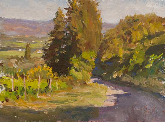 daily painting titled View from Crillon-le-Brave, evening