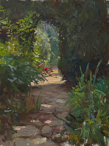 daily painting titled Path to the herb garden, la Madelene #3