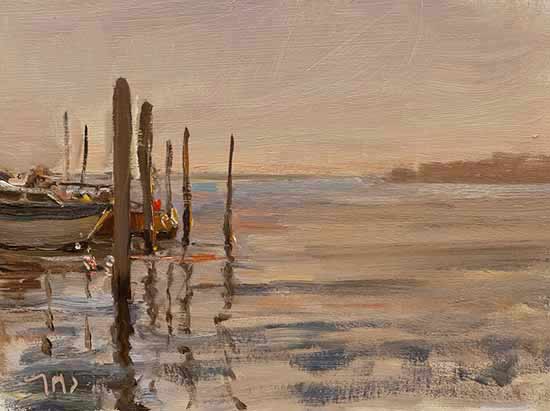 daily painting titled Guidecca moorings