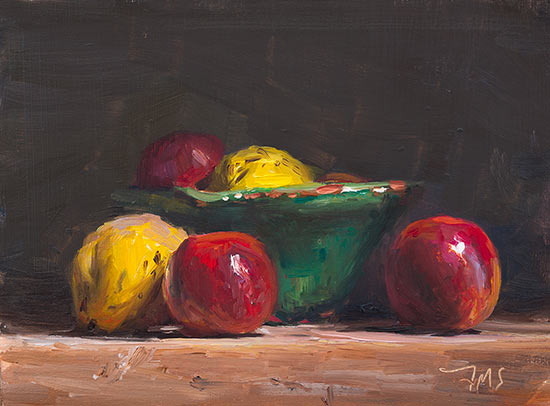 daily painting titled Still life with apples and quinces