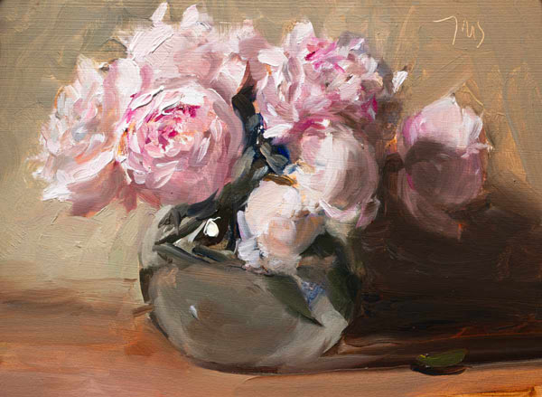 Daily painting of A vase of peonies