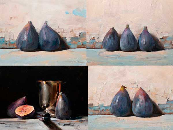 click to see an enlargement Daily painting of Four fig paintings