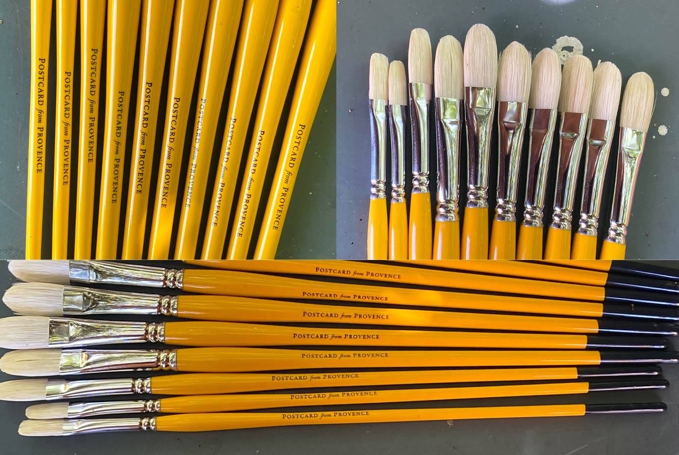 Hog-bristle brushes used for painting outdoors