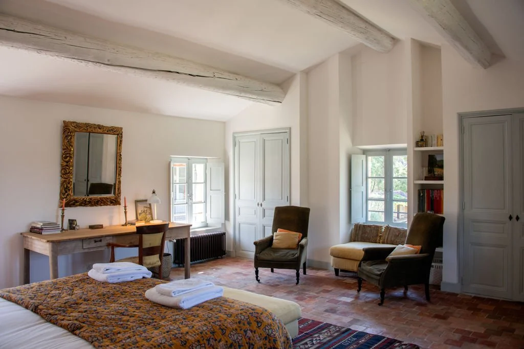 En-suite guest room at La Grange Neuve