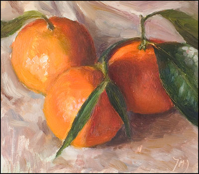 daily painting titled Three Clementines