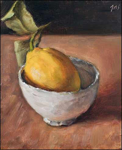 daily painting titled Lemon in a White Bowl