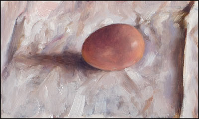 daily painting titled Egg on a White Cloth
