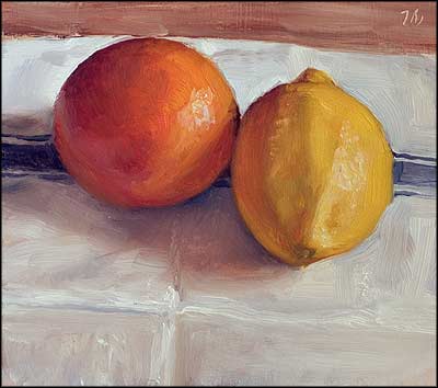 daily painting titled Orange and Lemon