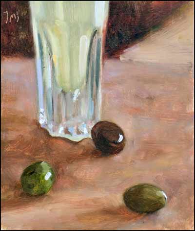 daily painting titled Pastis with Picholine Olives