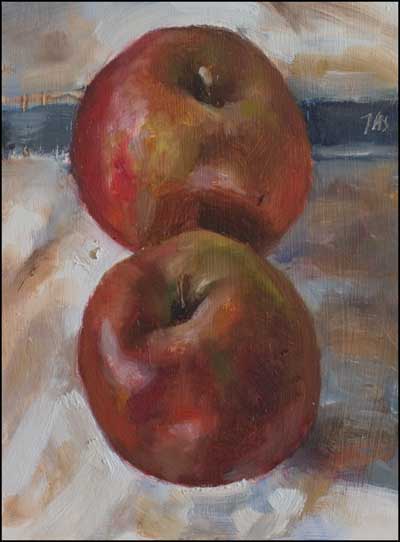 daily painting titled Two Red apples