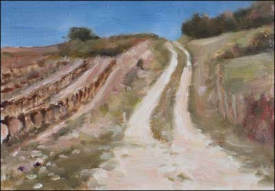 daily painting titled Chemin des Vignes