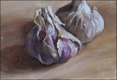 daily painting titled Garlic Heads
