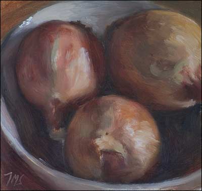 daily painting titled Onions in a bowl