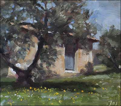 daily painting titled Cabanon in an Olive grove