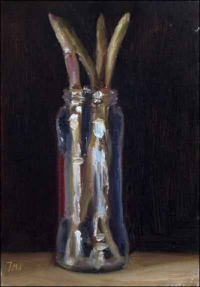 daily painting titled White Asparagus in a Jar