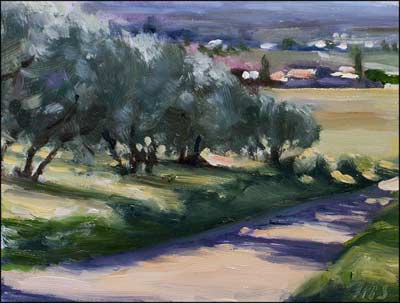daily painting titled The road down to Modene