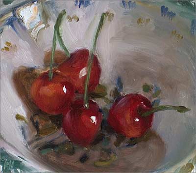 daily painting titled Cherries in a Bowl