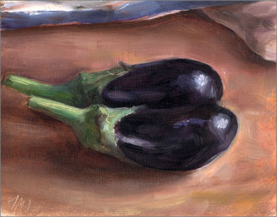 daily painting titled Two Aubergines