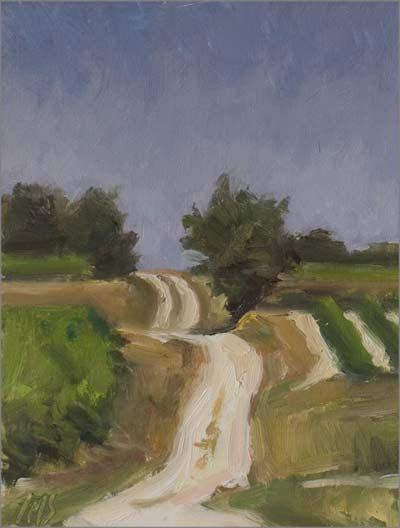 daily painting titled Chemin des Vignes