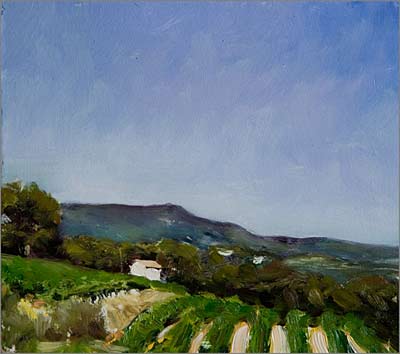 daily painting titled Vineyards above Gigondas