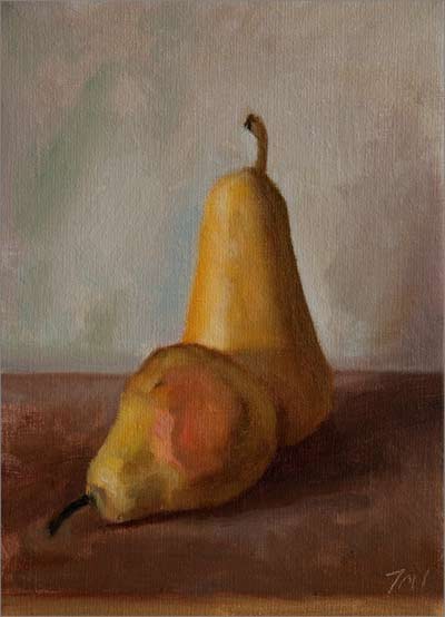 daily painting titled Two Yellow Pears