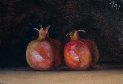 daily painting titled Two Pomegranates