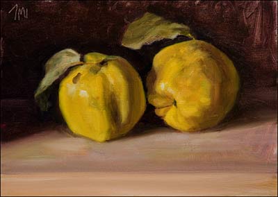 daily painting titled Two Quinces