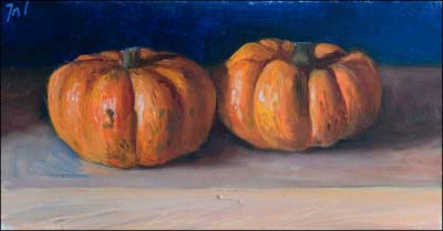 daily painting titled Two Pumpkins