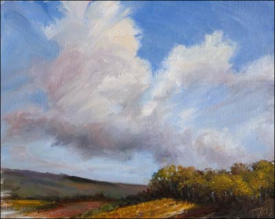 daily painting titled Cloud Study, (view from my window)