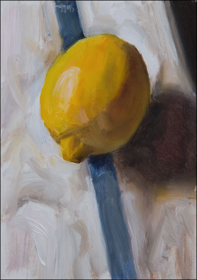daily painting titled Lemon with Blue Stripe