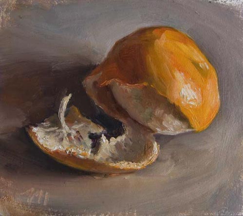 daily painting titled Half Peeled Mandarin