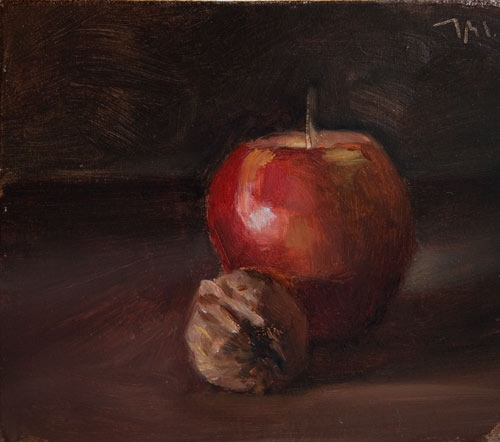 daily painting titled Apple and Walnut