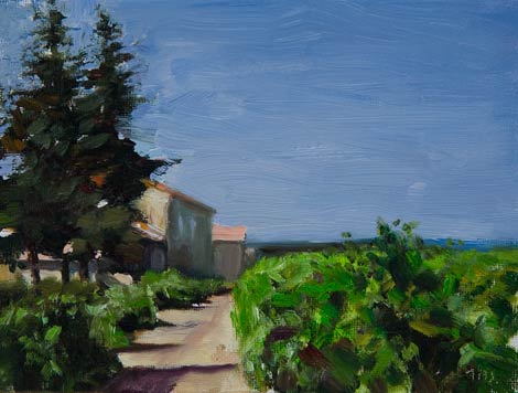 daily painting titled House, Vines and Mistral