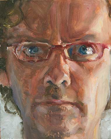 daily painting titled Self Portrait (Red Glasses)