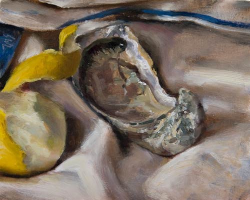 daily painting titled Oyster and Lemon