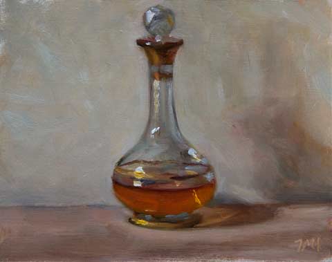 daily painting titled Miniature Decanter with Beaumes de Venise
