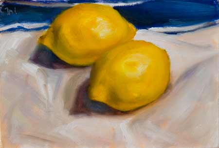 daily painting titled Two Lemons